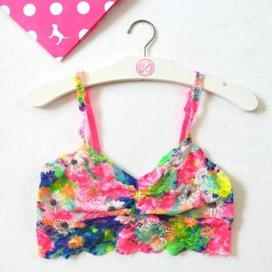 VS PINK Lace Bralette Tie Dye Crop top wireless M